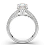 1CT Round Cut Moissanite Ring/ 14K Solid Gold Halo Ring/ Hidden Halo Engagement Ring/ Wedding Ring/ Real Pave Diamond Band/14K White Gold