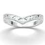 Engraved Wedding Ring, V Pointed Wedding Band, Vintage Style Wedding Ring, Curved Milgrain Engagement Band, Women's Contour White Gold Ring