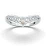 Engraved Wedding Band, V Pointed Wedding Ring, 14K White Gold Moissanite Ring, Curved Band, Contour Wedding Ring, Vintage Style Scroll Ring