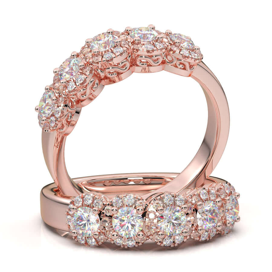 Half Eternity Moissanite Band, Art Deco Wedding Ring, Anniversary Band