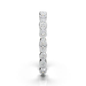 14K White Gold Vintage Moissanite Eternity Wedding Band