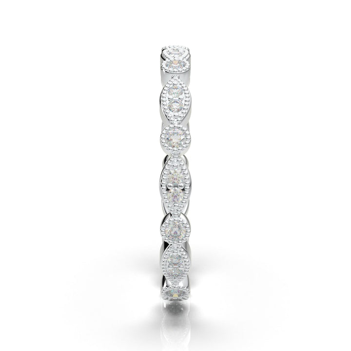 14K White Gold Vintage Moissanite Eternity Wedding Band