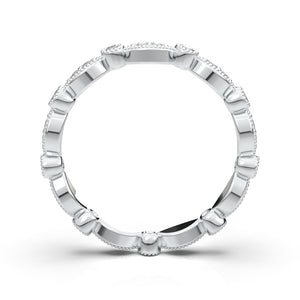 14K White Gold Vintage Moissanite Eternity Wedding Band