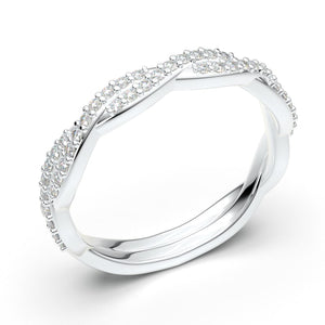 14K White Gold Twist Design Stackable Wedding Band