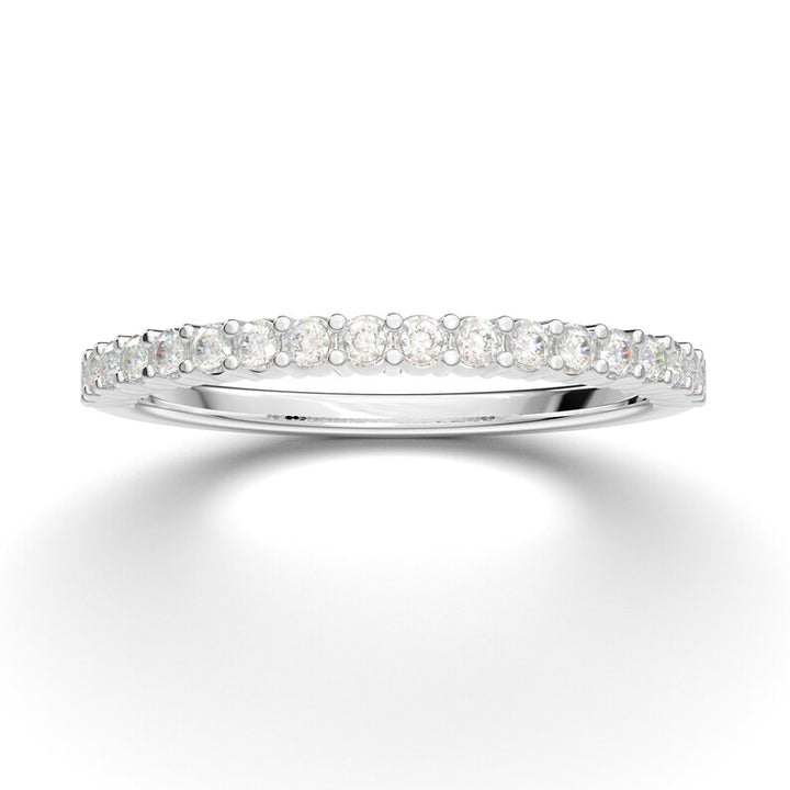 14K White Gold Half Eternity Stackable Moissanite Wedding Band