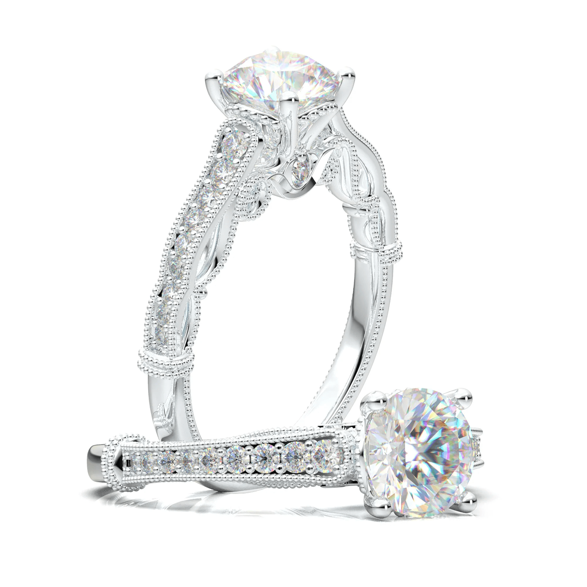Vintage white gold diamond engagement ring