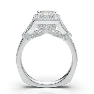 Home Try On--White Gold Princess Cut Square Halo Ring