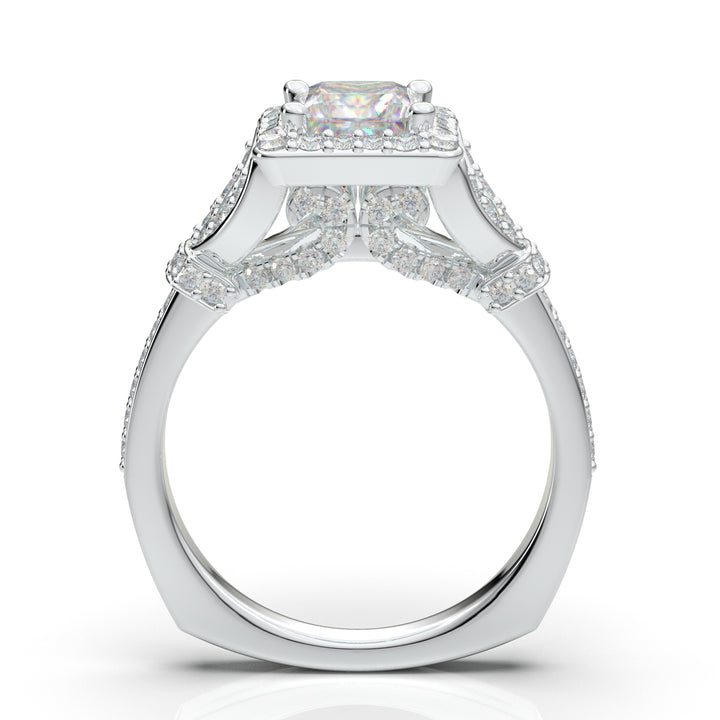 White Gold Princess Cut Square Halo Ring