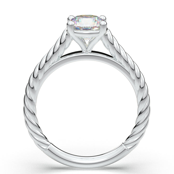 White Gold Rope Solitaire Ring