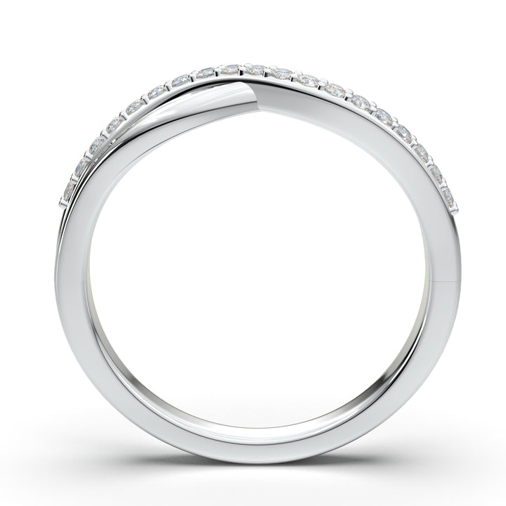 White Gold Twist Half Diamond Wedding Band