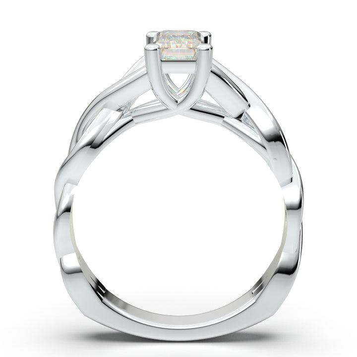 White Gold Infinity Emerald Cut Solitaire Ring