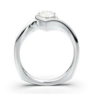 Home Try On--White Gold Pear Curved Solitaire Ring