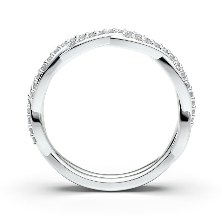 White Gold Infinity Thin Twist Diamond Band