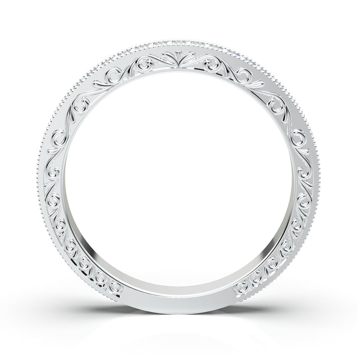 White Gold Vintage Filigree Band