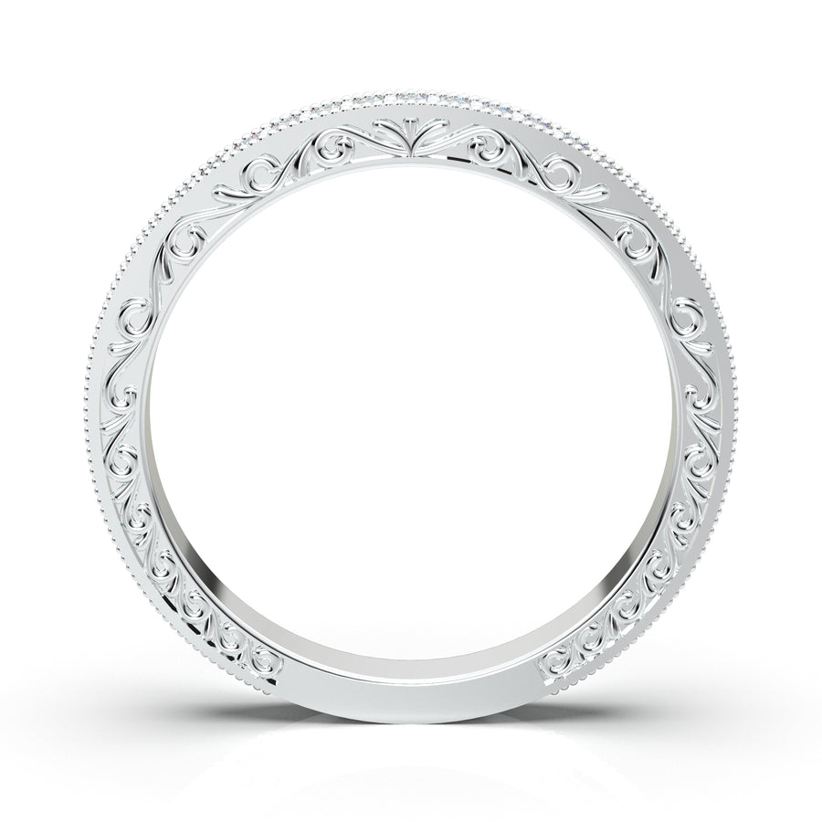 Home Try On--White Gold Vintage Filigree Band