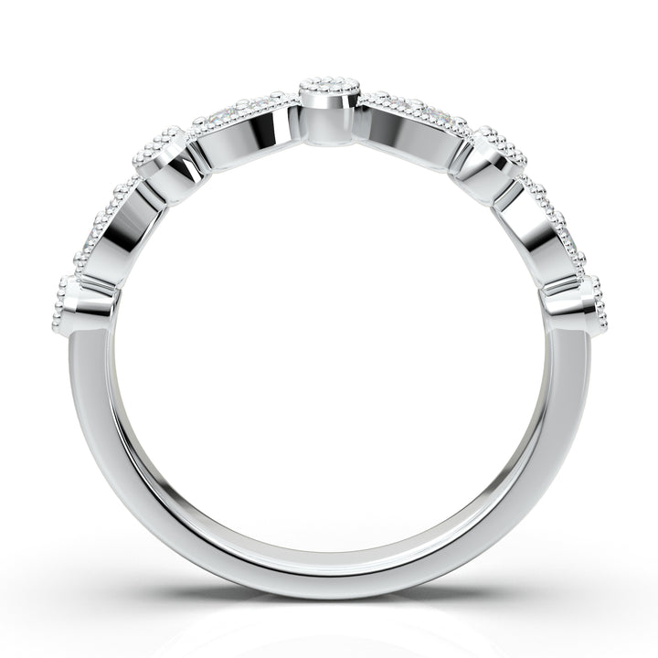 White Gold Vintage Pear Bezel Stackable Band