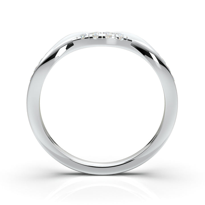 White Gold Twisted Half Diamond Band