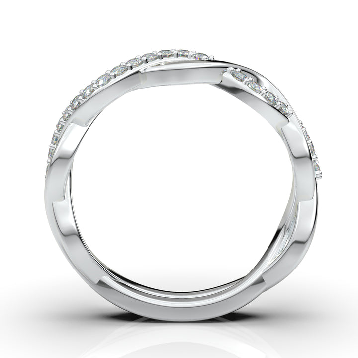 White Gold Infinity Shared Prong Half Diamond Band