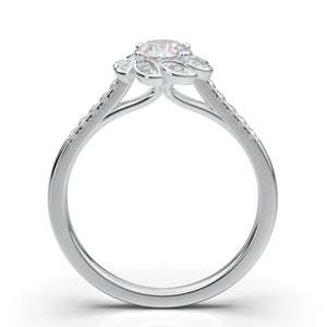 Home Try On--White Gold Flower Petal Halo Ring