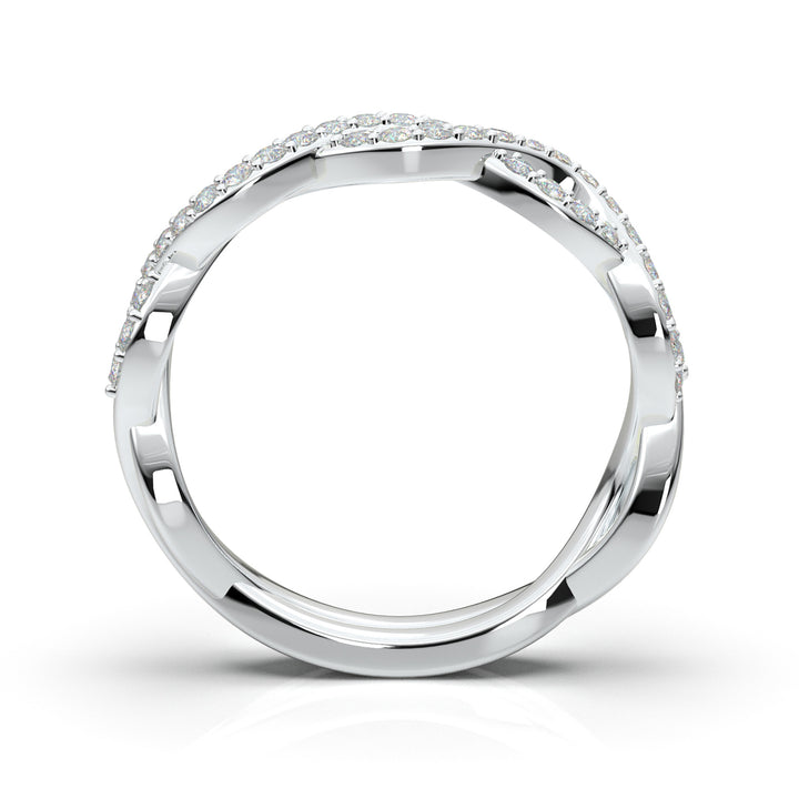 White Gold Infinity Shared Prong Full Diamond Band