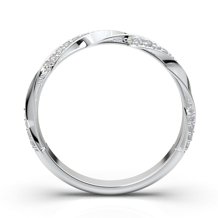 White Gold Twisted Alternating Diamond Band