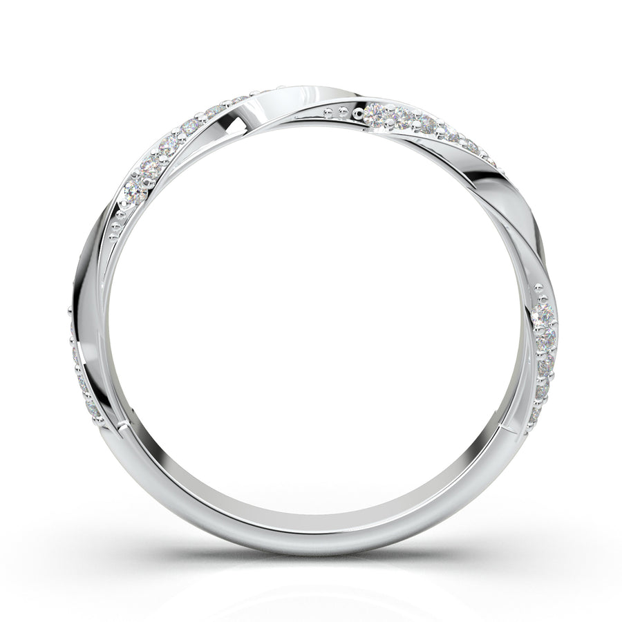 White Gold Twisted Alternating Diamond Band