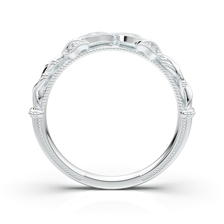 White Gold Floral Vine Wedding Band