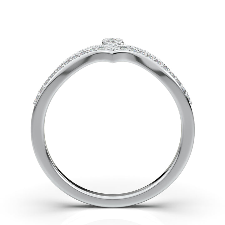 White Gold Vintage Curved Pear Motif Band