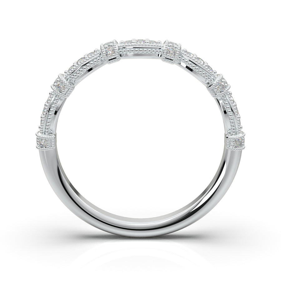 White Gold Vintage Marquise Bar Band
