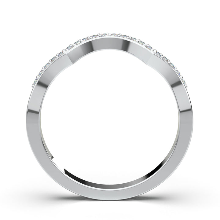 White Gold Twisted U Shape Wedding Band