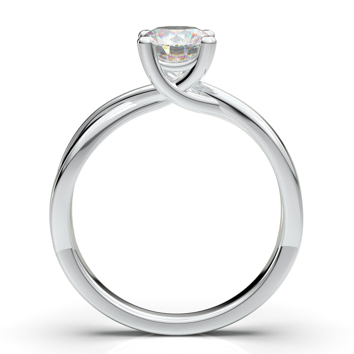 White Gold Twisted Solitaire Ring