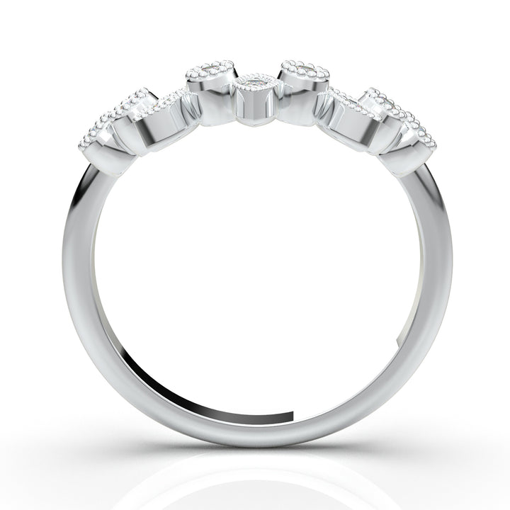 White Gold Vintage Curved Marquise Bezel Band