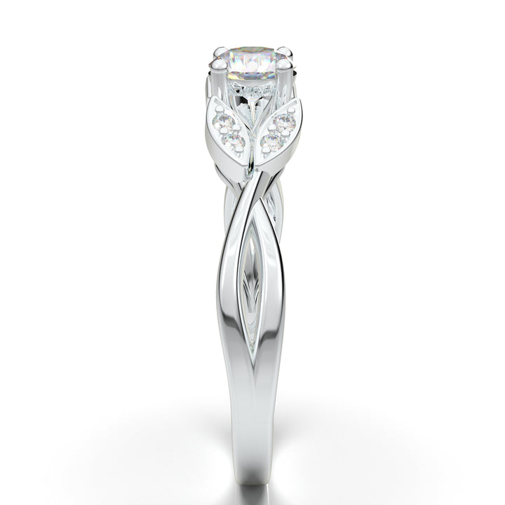 White Gold Floral Twist Marquise Design Ring