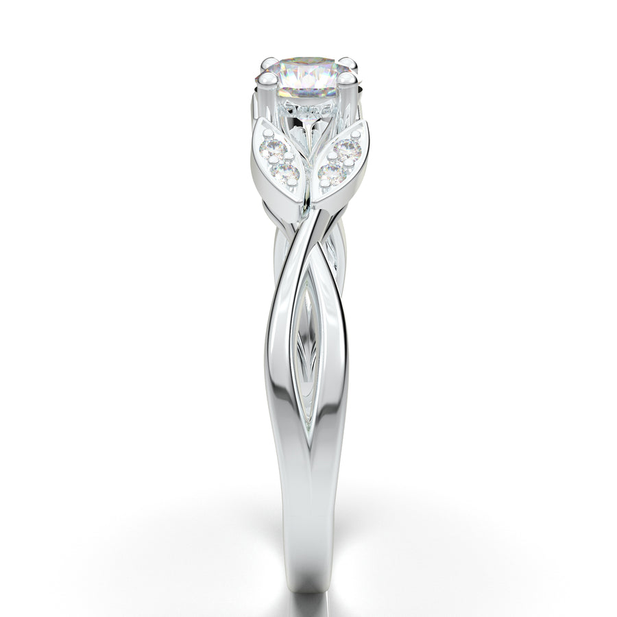 Home Try On--White Gold Floral Twist Marquise Design Ring
