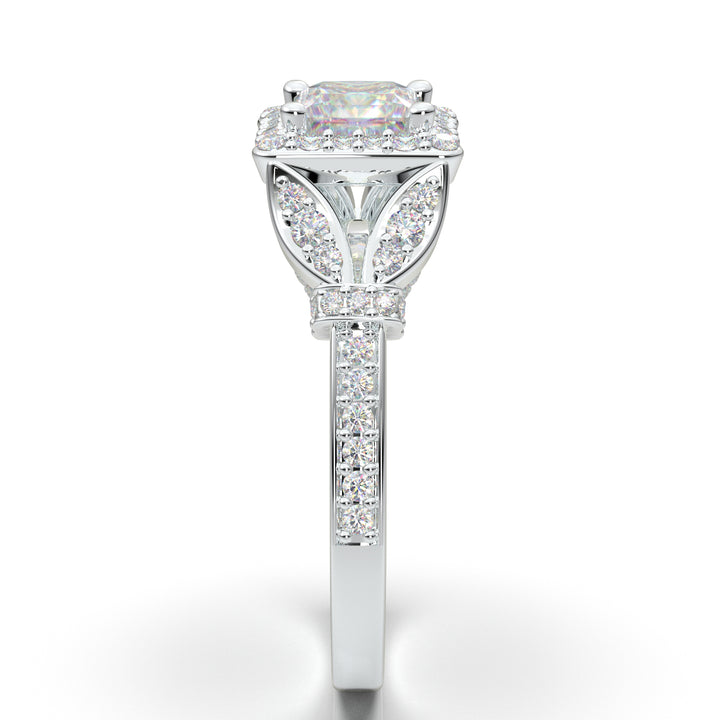 White Gold Princess Cut Square Halo Ring