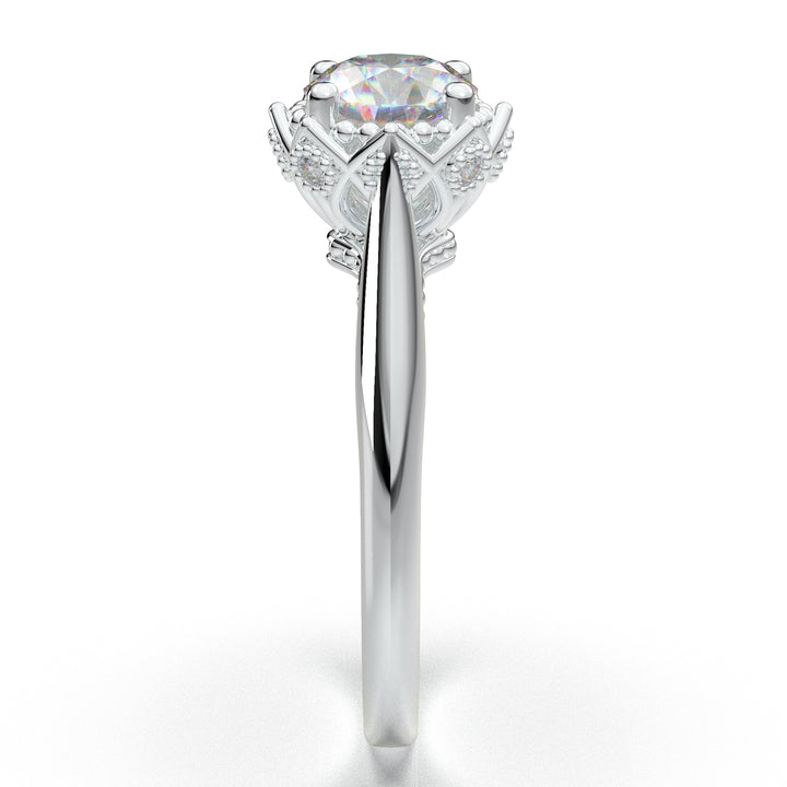 White Gold Knife Edge Crown Solitaire Ring