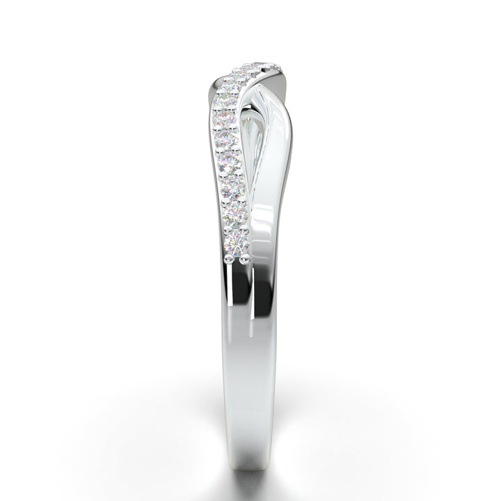 White Gold Twist Half Diamond Wedding Band