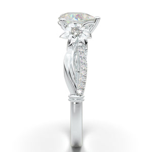 Home Try On--White Gold Floral Pear Filigree Ring