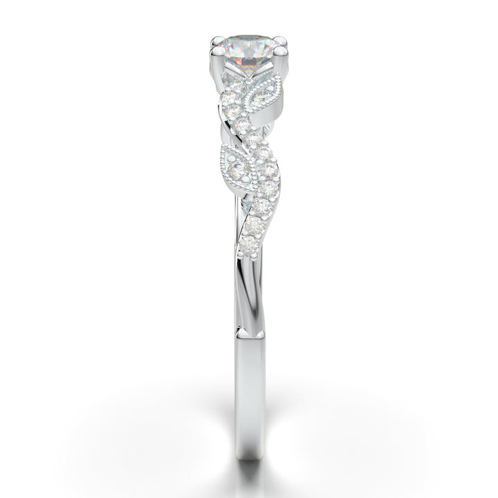 White Gold Floral Filigree Petal Ring