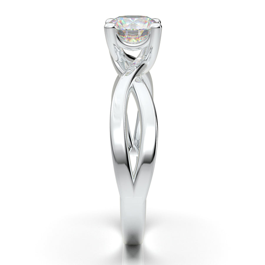 Home Try On--White Gold Twisted Solitaire Ring