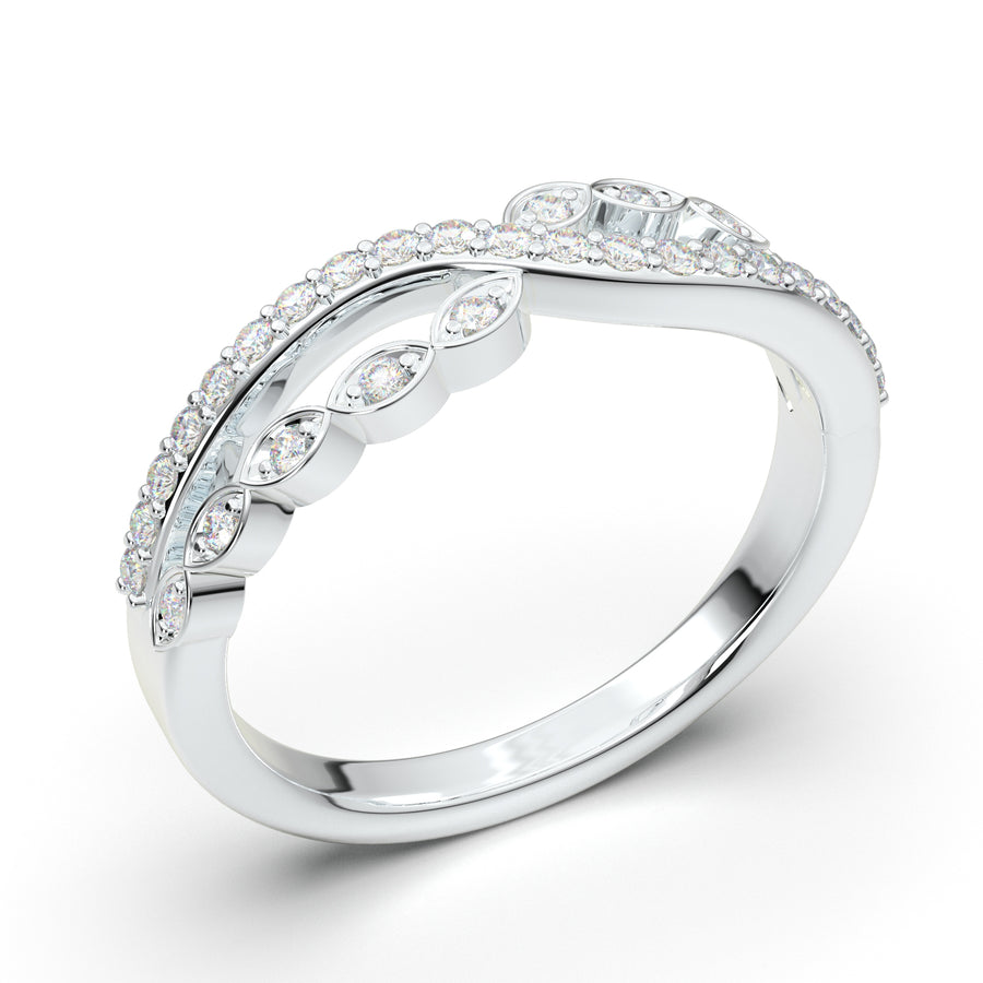 White Gold Twisted Diamond Stackable Wedding Band