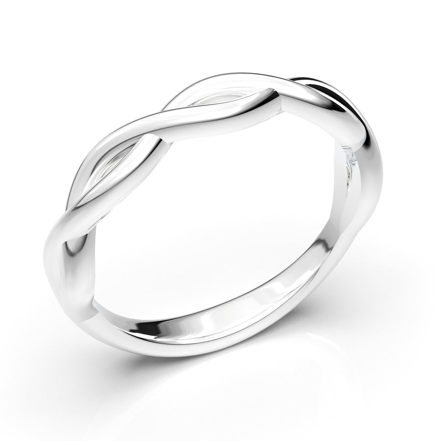 Home Try On--White Gold Infinity Plain Solitaire Band