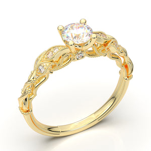 Home Try On--Yellow Gold Floral Vine Ring