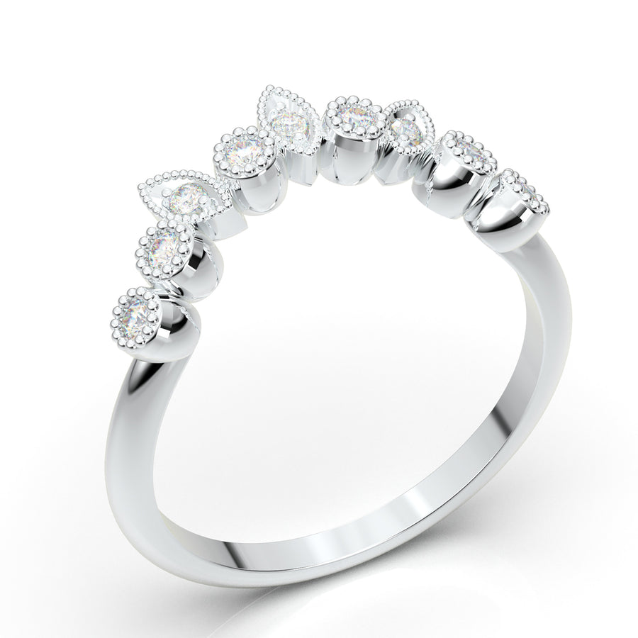 White Gold Vintage Curved Marquise Bezel Band