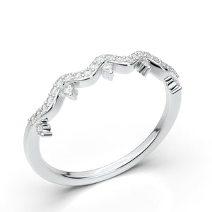 White Gold Twisted Curved Wedding Band
