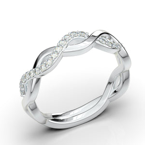 Home Try On--White Gold Infinity Shared Prong Half Diamond Band
