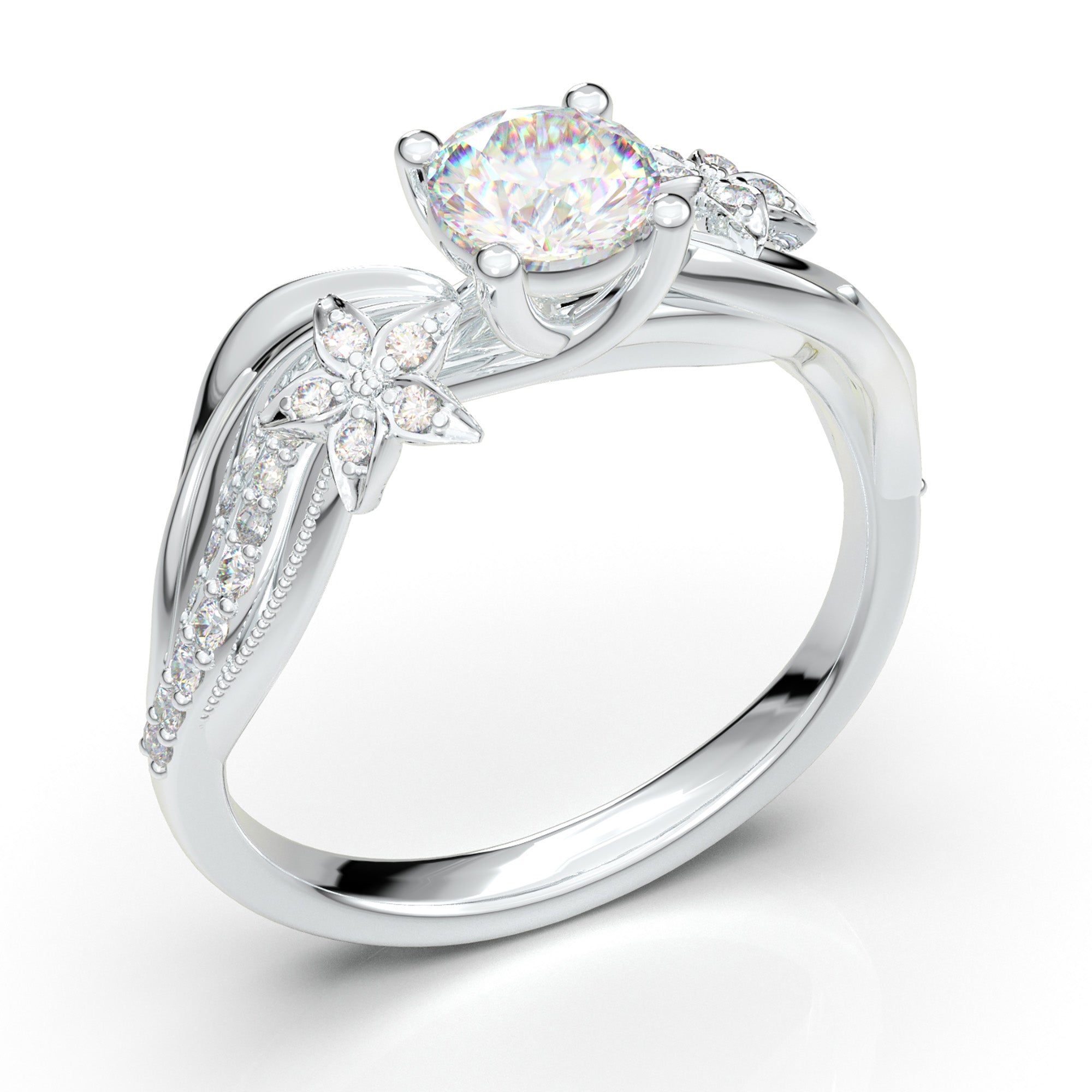 Aurosi Jewels Floral Twisted Flower Engagement Ring