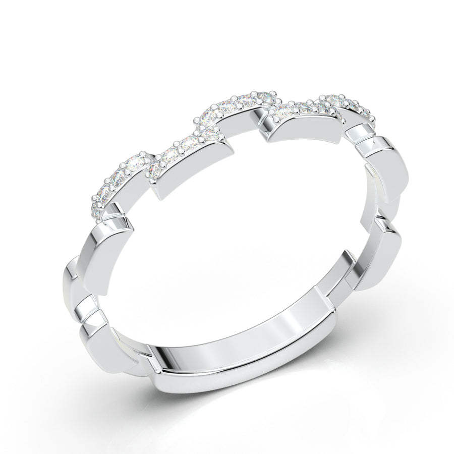 White Gold Twisted Link Band
