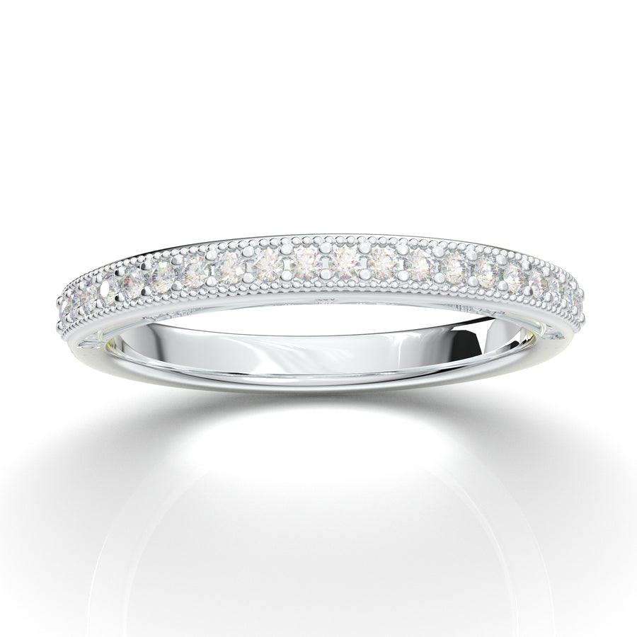 White Gold Vintage Floral Leaf Filigree Band