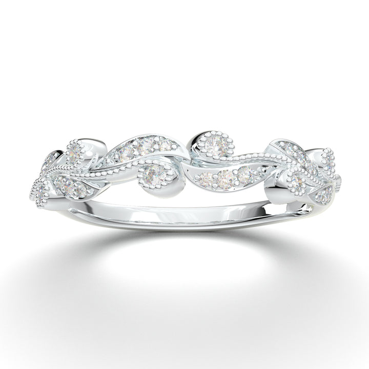 White Gold Floral Vintage Wedding Band